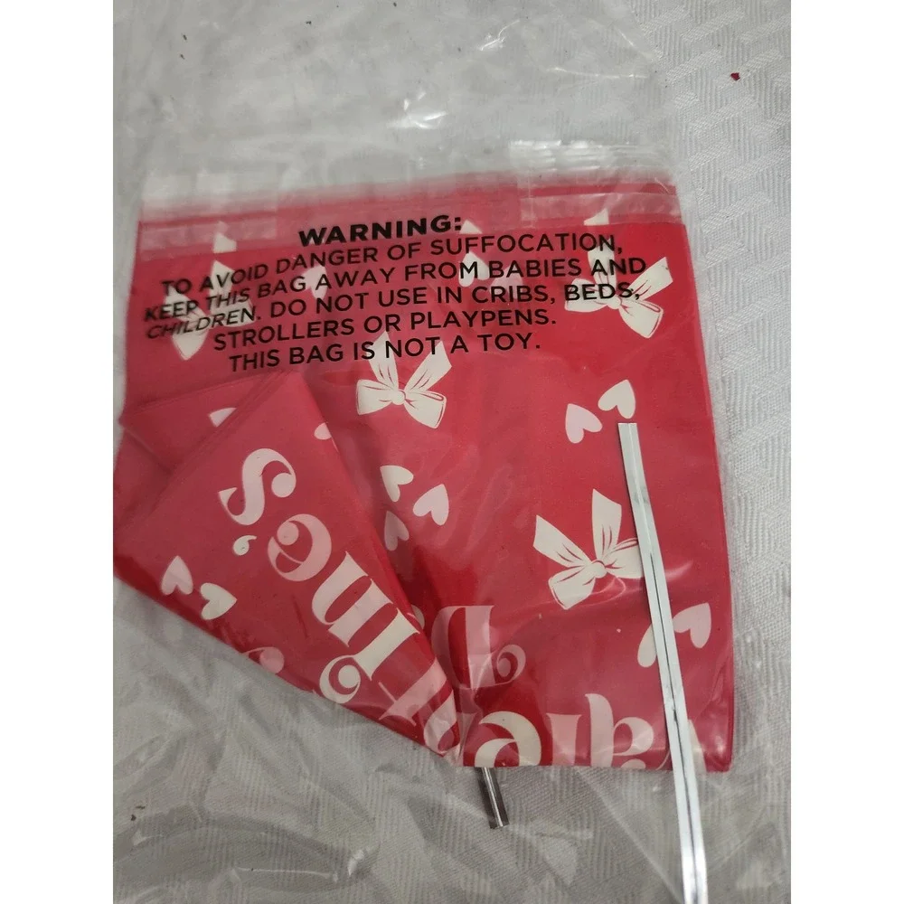Happy Valentine's Day Red Treat Bags with Silver Twist Ties Hearts Bows Print